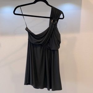 Express Black One Shoulder Ruched Tank Top